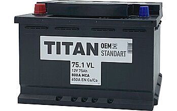 АКБ TITAN Standart 6ст-75 (п.п.) 650А 278*175*190 (2023г)