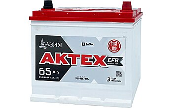АКБ AKTEX Asia EFB 6ст-65 (о.п.) 550А 232*175*225 (2023г)