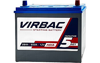 АКБ VIRBAC Asia 6ст-58 (о.п.) 600А 238*129*225 кл. тонк.