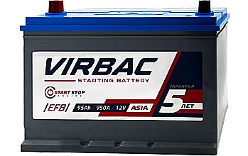 АКБ VIRBAC Asia EFB 6ст-95 (п.п.) 950А 306*175*225