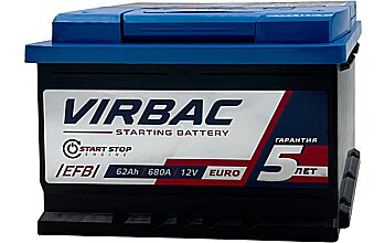 АКБ VIRBAC EFB 6ст-62 (о.п.) 680А 242*175*175 низк.