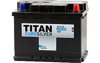 АКБ TITAN Euro Silver 6ст-63 (о.п.) 610А 242*175*190