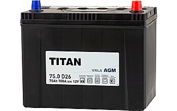 АКБ TITAN AGM Asia 6ст-75 (о.п.) 700A 258*175*222