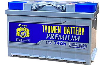 АКБ TYUMEN BATTERY PREMIUM 6ст-74 (о.п.) 650А 278*175*175 низк. (2024г)