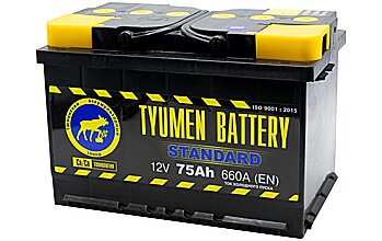 АКБ TYUMEN BATTERY STANDARD 6ст-75 (п.п.) 660А 278*175*190 (2024г)