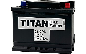 АКБ TITAN Standart 6ст-62 (о.п.) 560А 242*175*190 (2024г)