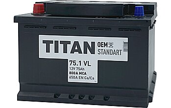 АКБ TITAN Standart 6ст-75 (п.п.) 650А 278*175*190 (2024г)