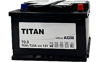 АКБ TITAN AGM 6ст-70 (о.п.) 720A 278*175*190 (2024г)